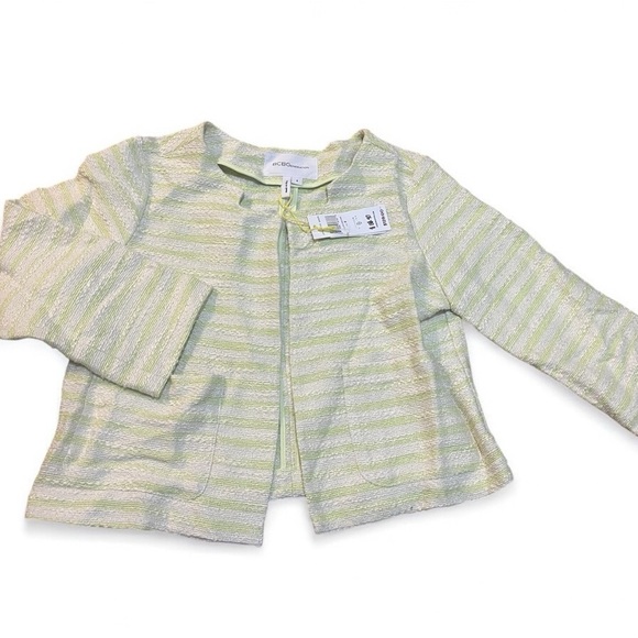BCBGgeneration Revolve NWT Green White Tweed Bolero Blazer Skirt Co Ord Set Med - Picture 3 of 4